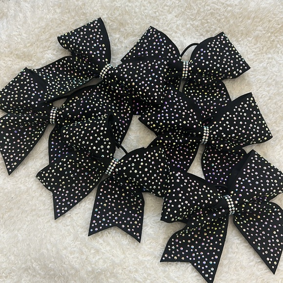 Variety All Star Black Cheer Bow with AB Crystals - Picture 5 of 5